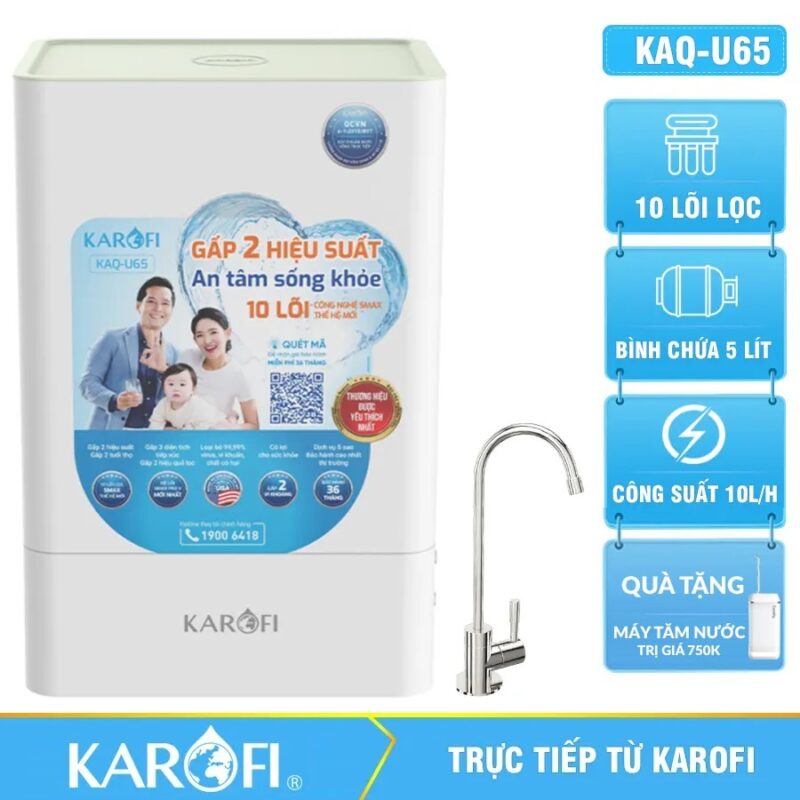 Máy lọc nước Karofi KAQ-U65 - 10 Lõi Mẫu Mới 2025