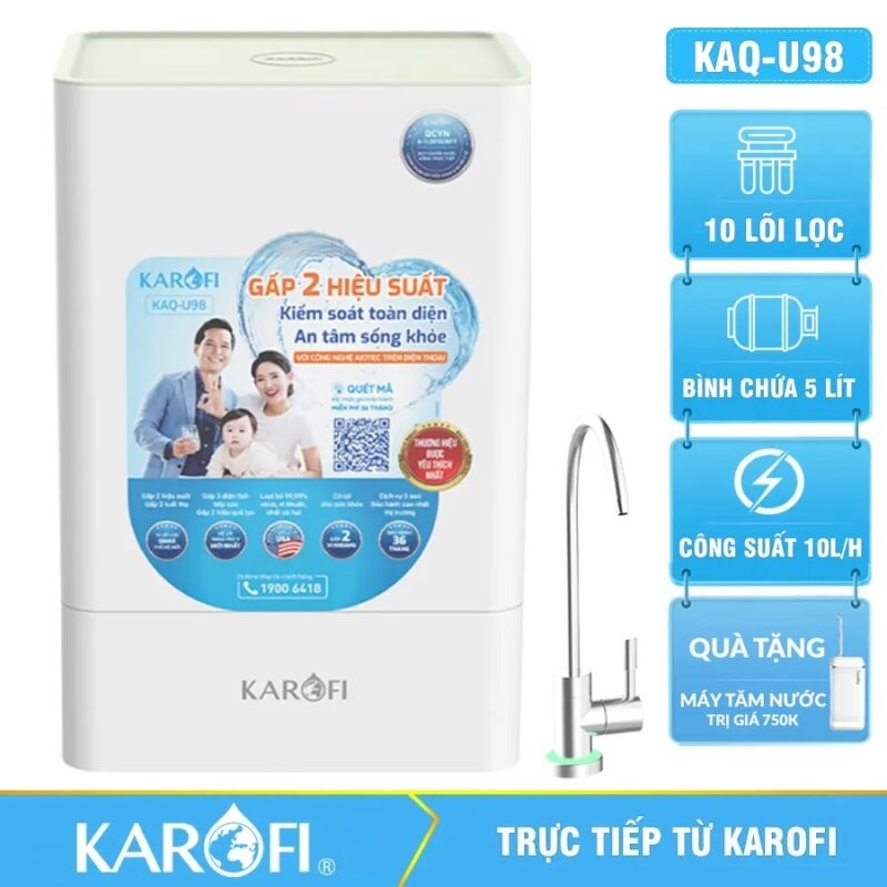 Máy lọc nước Karofi KAQ-U98 - 10 Lõi Thông Minh - Mới 2025