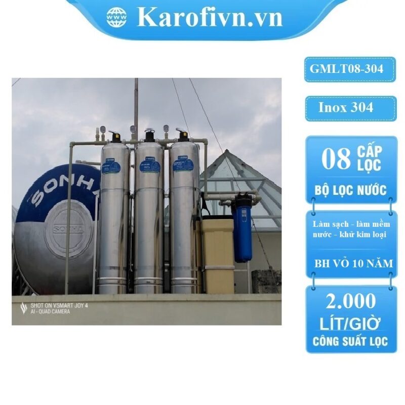 Lọc đầu nguồn cao cấp Goodme 8 cấp Inox 304, 2000l/h. MODEL GMLT08-304