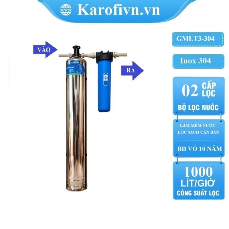 Lọc đầu nguồn Goodme 2 cấp lọc, làm mềm nước. MODEL GMLT3-304