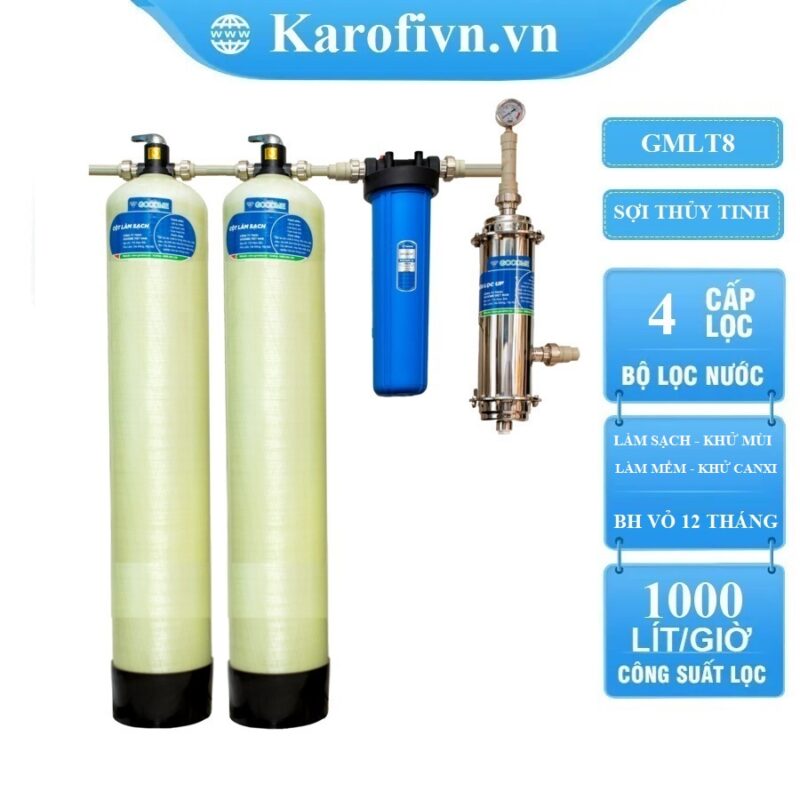 Lọc đầu nguồn Goodme 4 cấp lọc van cơ, làm sạch, làm mềm. MODEL GMLT8