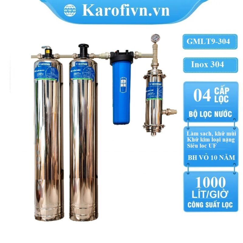 Lọc đầu nguồn Goodme 4 cấp lọc Inox 304 van cơ. MODEL GMLT9-304