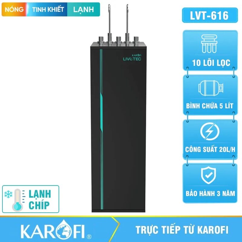 Máy lọc nước nóng lạnh Karofi Livotec 616 - 10 Lõi