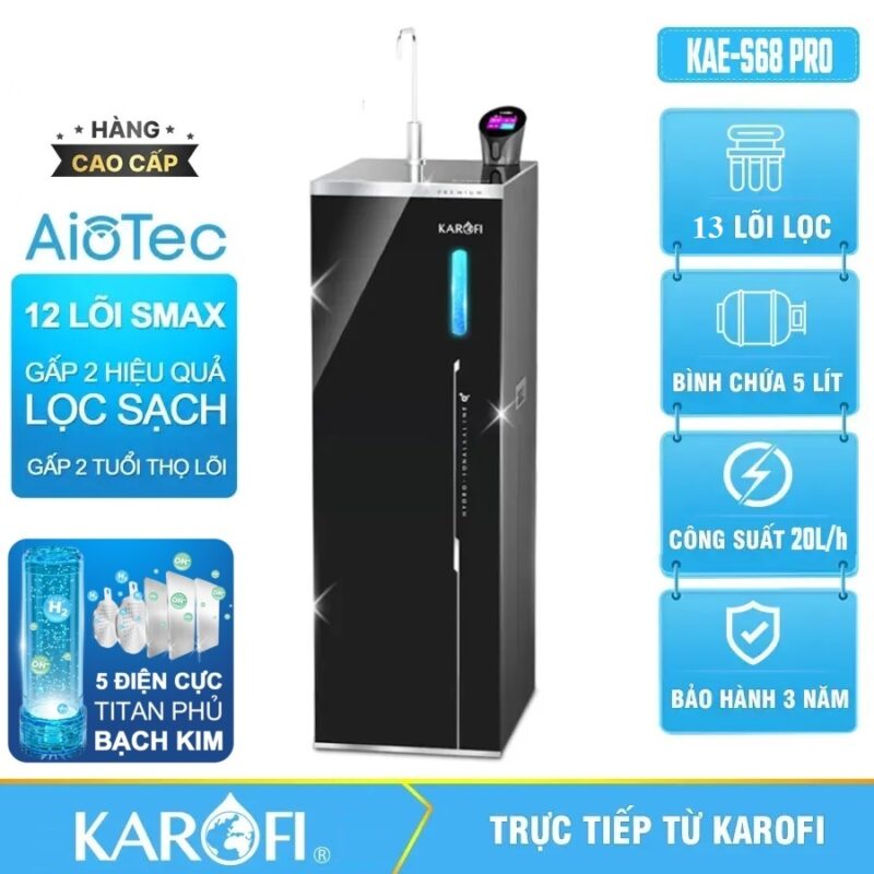 Máy lọc nước Hydro-ion kiềm Karofi KAE-S68 PRO