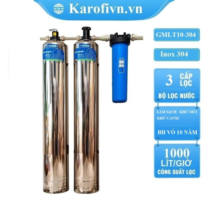 Lọc đầu nguồn Goodme 3 cấp Inox 304. Model GMLT10-304