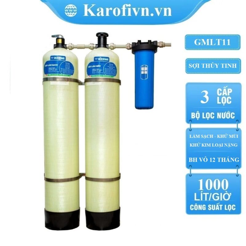 Lọc đầu nguồn Goodme 3 cấp van cơ, làm sạch, khử  kim loại. Model GMLT11