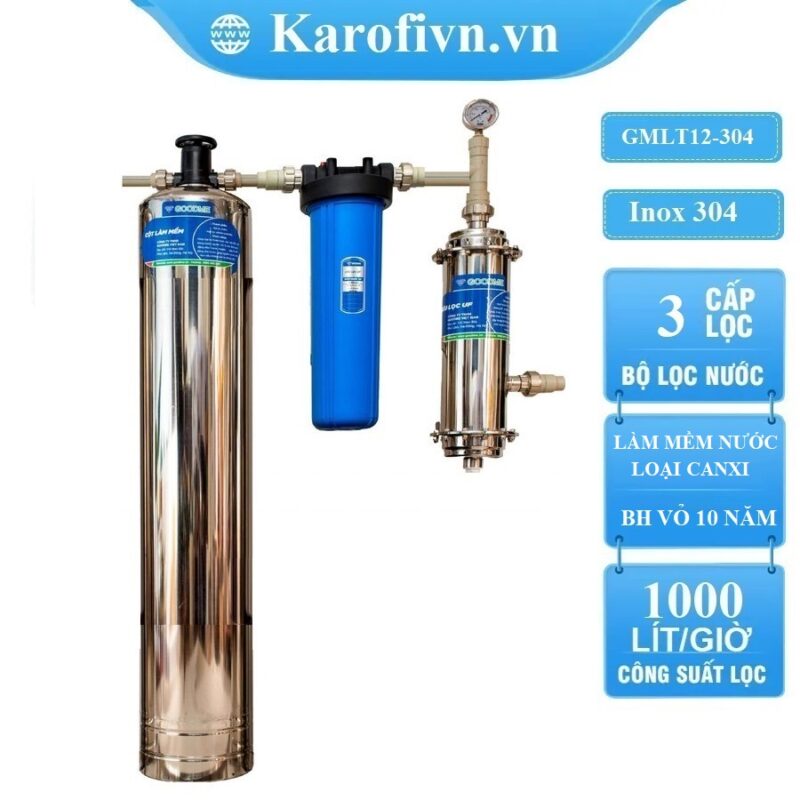 Lọc Đầu Nguồn Goodme 3 Cấp Lọc, Van Cơ, Làm Mềm. MODEL GMLT12-304